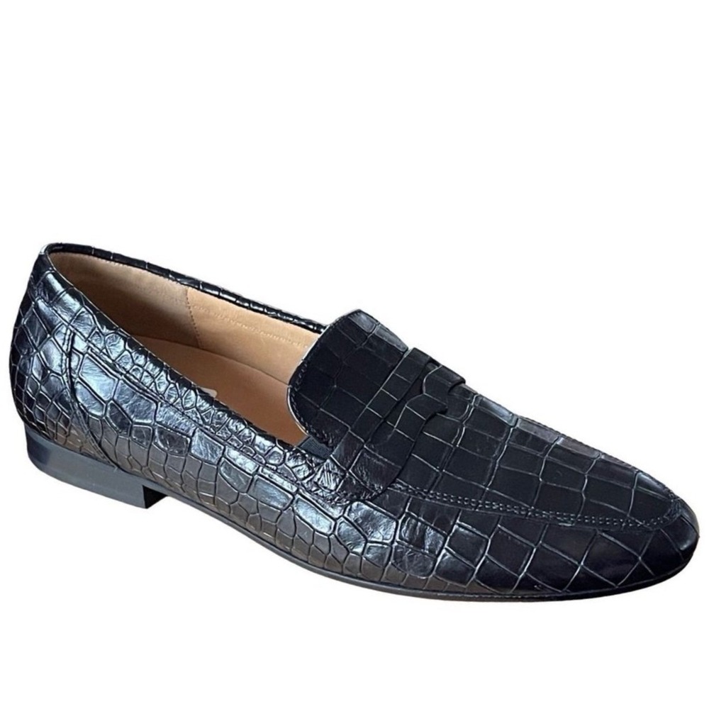 NWT Gabor Women Black Embossed Croc Leather Loafer Shoes 7.5 UK Gabor Comfort